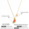 Stainless Steel And Titanium Steel Fruit Pendant Necklace Electroplated With 18K Real Gold For Women