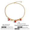 Stainless Steel And Titanium Steel Fruit Pendant Necklace Electroplated With 18K Real Gold For Women