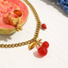 Stainless Steel And Titanium Steel Fruit Shape Sweet Style Pendant Necklace With Electroplating Design