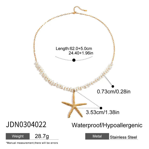 Stainless Steel And Titanium Steel Geometric And Starfish Pendant Necklace Hammered And Electroplated For Women