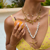Stainless Steel And Titanium Steel Geometric And Starfish Pendant Necklace Hammered And Electroplated For Women