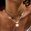 Stainless Steel And Titanium Steel Geometric Animal Style Electroplated Rice Bead Shell Starfish Pendant Necklace For Women