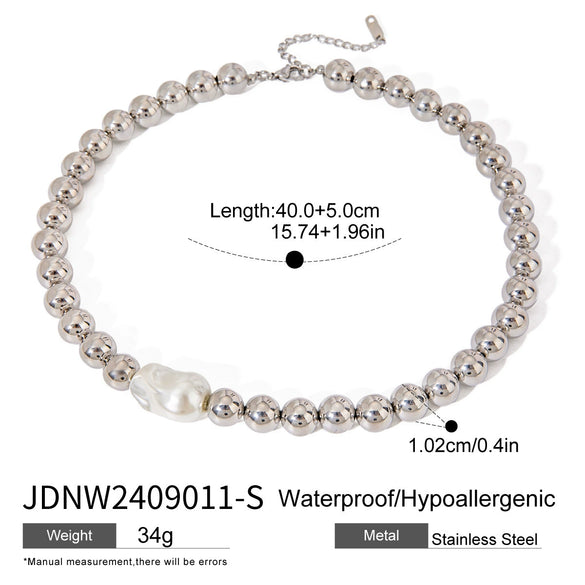 Stainless Steel And Titanium Steel Geometric Baroque Necklace For Women With Electroplating Treatment