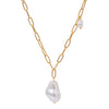 Stainless Steel And Titanium Steel Geometric Baroque Pearl Necklace With Electroplating For Women