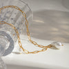 Stainless Steel And Titanium Steel Geometric Baroque Pearl Necklace With Electroplating For Women