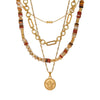 Stainless Steel And Titanium Steel Geometric Bead Chain Pendant Necklace With Electroplating For Women