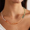 Stainless Steel And Titanium Steel Geometric Beaded Necklace For Women With Electroplating Treatment