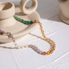 Stainless Steel And Titanium Steel Geometric Beaded Necklace For Women With Electroplating Treatment
