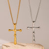 Stainless Steel And Titanium Steel Geometric Cross Necklace With Electroplating And Regular Chain