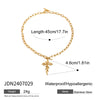 Stainless Steel And Titanium Steel Geometric Cross Pendant Necklace And Ear Jewelry With Electroplating For Women