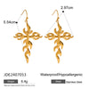 Stainless Steel And Titanium Steel Geometric Cross Pendant Necklace And Ear Jewelry With Electroplating For Women