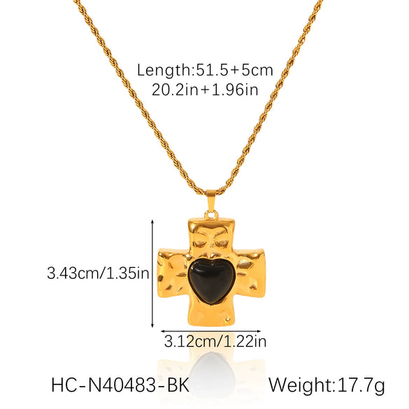 Stainless Steel And Titanium Steel Geometric Cross Pendant Necklace Inlaid With Zircon For Women
