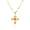 Stainless Steel And Titanium Steel Geometric Cross Pendant Necklace Inlaid With Zircon For Women