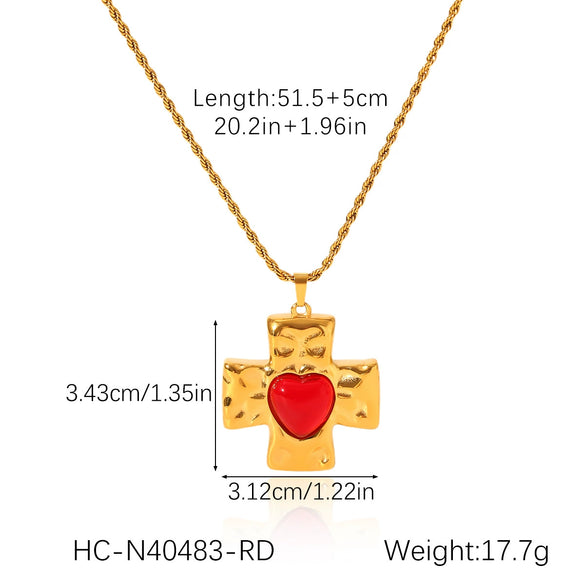 Stainless Steel And Titanium Steel Geometric Cross Pendant Necklace Inlaid With Zircon For Women