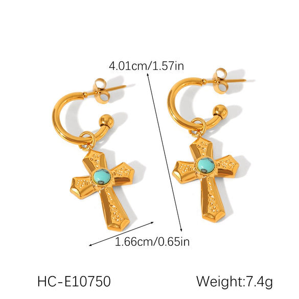 Stainless Steel And Titanium Steel Geometric Cross Pendant Necklace Inlaid With Zircon For Women
