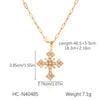Stainless Steel And Titanium Steel Geometric Cross Pendant Necklace Inlaid With Zircon For Women
