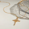 Stainless Steel And Titanium Steel Geometric Cross Pendant Necklace With Electroplating