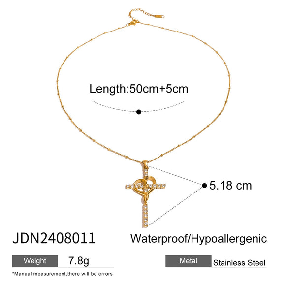 Stainless Steel And Titanium Steel Geometric Cross Pendant Necklace With Electroplating