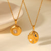 Stainless Steel And Titanium Steel Geometric Eightpointed Star Moon Magnetic Photo Box Pendant Necklace For Women With Electroplating And O Word Chain
