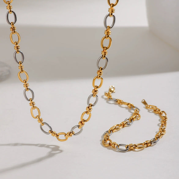 Stainless Steel And Titanium Steel Geometric Electroplated Jewelry Set With O Chain Women's