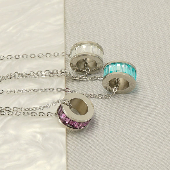 Stainless Steel And Titanium Steel Geometric Electroplating Pendant Necklace Jewelry