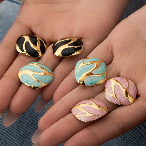 Stainless Steel And Titanium Steel Geometric Female Retro Fashion Earrings With Electroplating