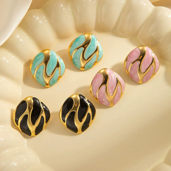 Stainless Steel And Titanium Steel Geometric Female Retro Fashion Earrings With Electroplating