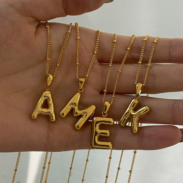 Stainless Steel And Titanium Steel Geometric Letter Necklace Pendant With Electroplating For Women