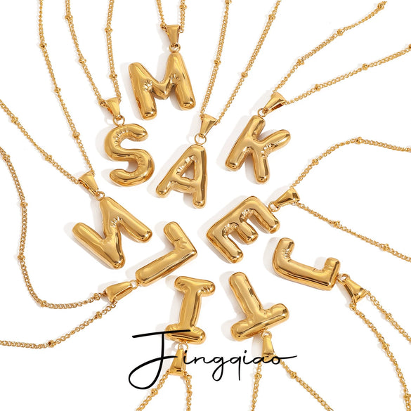 Stainless Steel And Titanium Steel Geometric Letter Necklace Pendant With Electroplating For Women