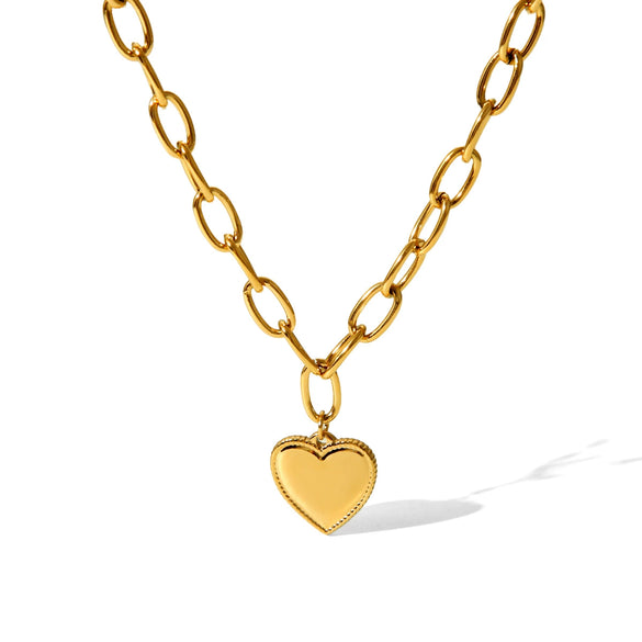 Stainless Steel And Titanium Steel Geometric Love Pendant Necklace For Women With Electroplating Ochain