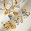 Stainless Steel And Titanium Steel Geometric Marine Necklace With Ceramic Pendant Electroplated