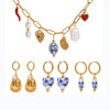 Stainless Steel And Titanium Steel Geometric Marine Necklace With Ceramic Pendant Electroplated