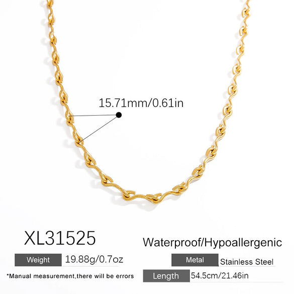 Stainless Steel And Titanium Steel Geometric Minimalist Pendant Necklace Electroplated With 18K Real Gold