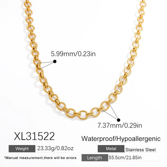 Stainless Steel And Titanium Steel Geometric Minimalist Pendant Necklace Electroplated With 18K Real Gold