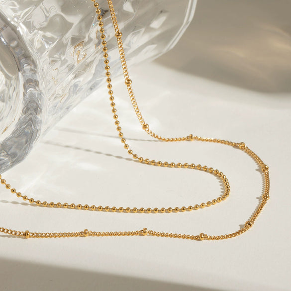 Stainless Steel And Titanium Steel Geometric Multilayer Necklace With Electroplating Treatment