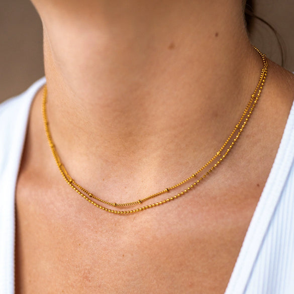 Stainless Steel And Titanium Steel Geometric Multilayer Necklace With Electroplating Treatment