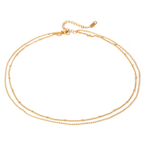 Stainless Steel And Titanium Steel Geometric Multilayer Necklace With Electroplating Treatment