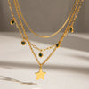Stainless Steel And Titanium Steel Geometric Multilayer Rhinestone Pendant Stacked Necklace For Women With Electroplating
