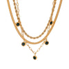 Stainless Steel And Titanium Steel Geometric Multilayer Stacked Clavicle Necklace For Women With Electroplating