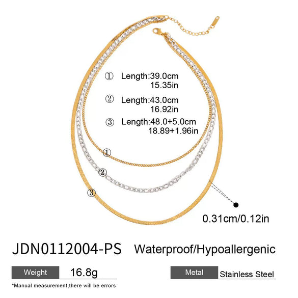 Stainless Steel And Titanium Steel Geometric Multilayer Stacked Clavicle Necklace With Electroplating For Women