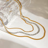 Stainless Steel And Titanium Steel Geometric Multilayer Stacked Clavicle Necklace With Electroplating For Women
