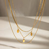 Stainless Steel And Titanium Steel Geometric Multilayer Stacked Necklace With Electroplating For Women