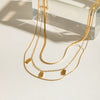 Stainless Steel And Titanium Steel Geometric Multilayer Stacked Necklace With Electroplating For Women