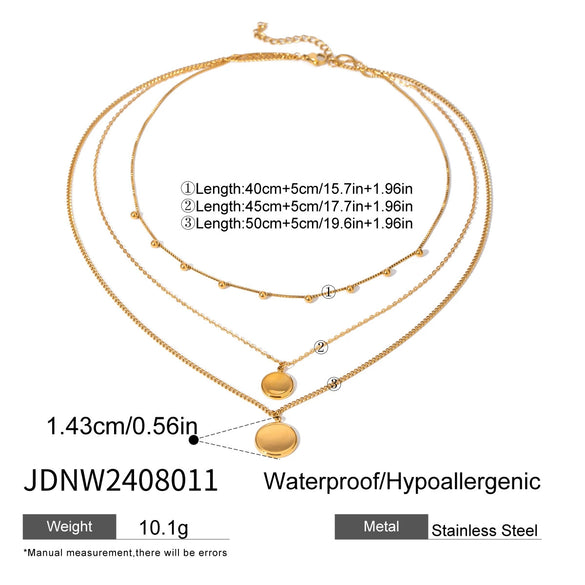 Stainless Steel And Titanium Steel Geometric Multilayer Women's Necklace With Electroplating