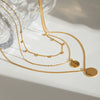 Stainless Steel And Titanium Steel Geometric Multilayer Women's Necklace With Electroplating