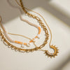Stainless Steel And Titanium Steel Geometric Natural Stone Zircon Pearl Bead Necklace With Electroplating For Women