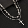 Stainless Steel And Titanium Steel Geometric Ochain Doublelayer Cross Clavicle Necklace With Electroplating