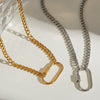 Stainless Steel And Titanium Steel Geometric Oval Necklace Electroplated For Women