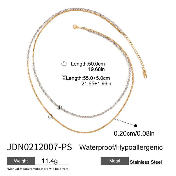Stainless Steel And Titanium Steel Geometric Overlapping Multilayer Clavicle Chain Necklace For Women With Electroplating