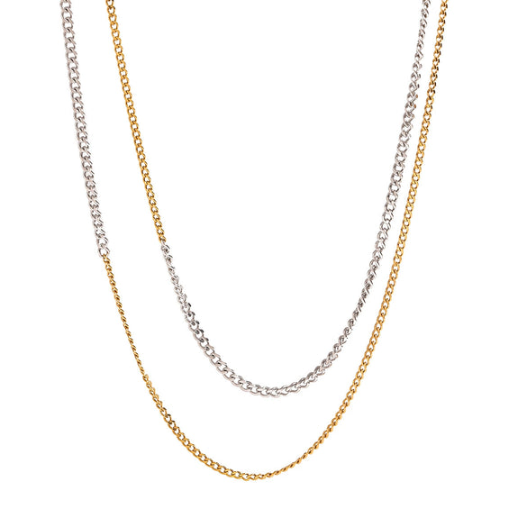 Stainless Steel And Titanium Steel Geometric Overlapping Multilayer Clavicle Chain Necklace For Women With Electroplating